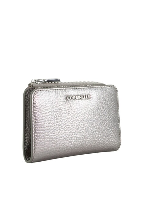 METALLIC SOFT Kleine Geldbörse aus Leder Stahl - Brieftaschen Damen