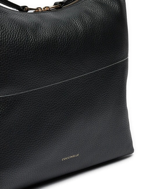 MALORY Schultertasche aus gehämmertem Leder Schwarz - Damentaschen