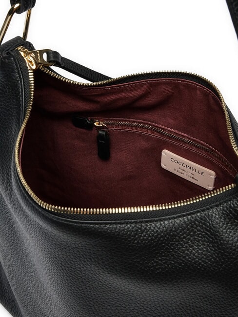 MALORY Schultertasche aus gehämmertem Leder Schwarz - Damentaschen