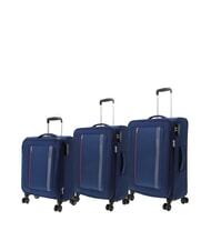 AMERICAN TOURISTER BLAZING RIDE Set bestehend aus 3 Trolleys + Reisetasche + 2 Rucks&auml;cken + 2 Kosmetikkoffern marineblau/orange - Trolleyset - 2