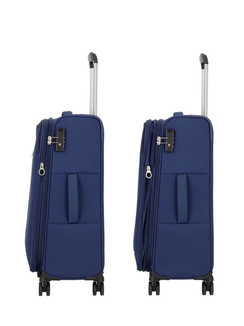 BLAZING RIDE Set bestehend aus 3 Trolleys + Reisetasche + 2 Rucks&auml;cken + 2 Kosmetikkoffern marineblau/orange - Trolleyset