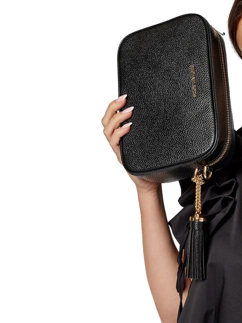 JET SET Kleine Schultertasche aus Leder Schwarz - Damentaschen