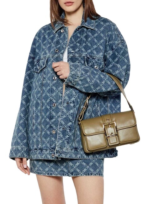 COLBY Schultertasche aus Leder grüne Safari - Damentaschen