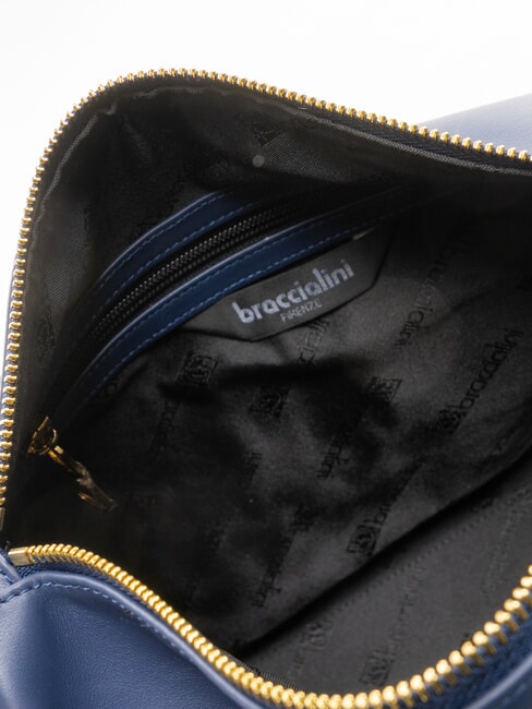 GRETA Umhängetasche aus Leder mit Schultergurt Blau - Damentaschen