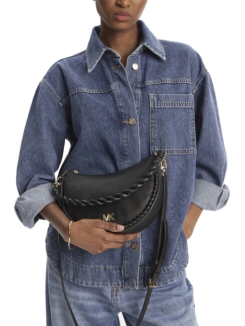 KYLA Schultertasche aus Leder mit Schulterriemen Schwarz - Damentaschen