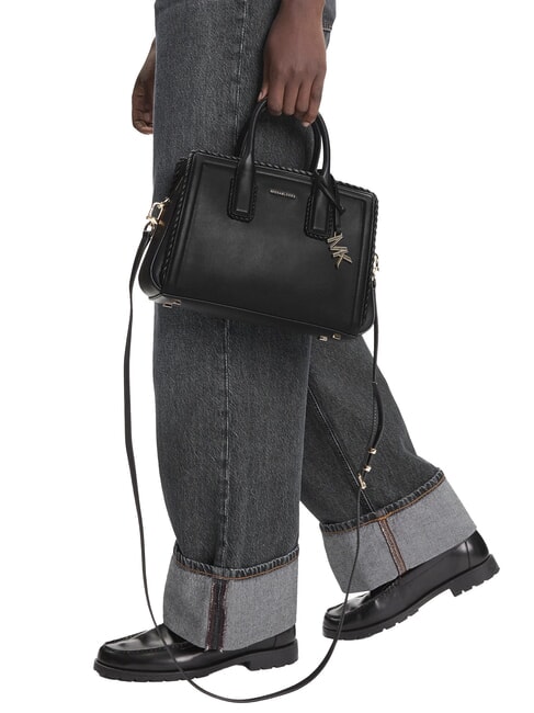 LAILA Lederhandtasche mit Schulterriemen Schwarz - Damentaschen