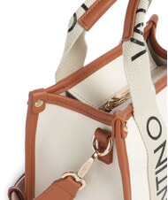 MARIO VALENTINO CANDLE Kleine Handtasche aus Segeltuch Natur/Leder - Damentaschen - 3