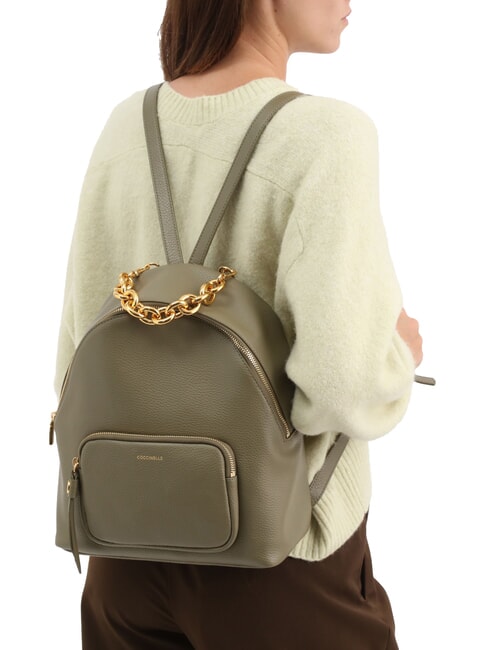 FENIX Mittelgroßer Lederrucksack Lorbeergrün - Damentaschen