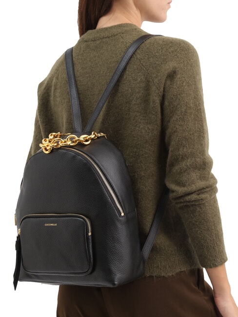 FENIX Mittelgroßer Lederrucksack Schwarz - Damentaschen