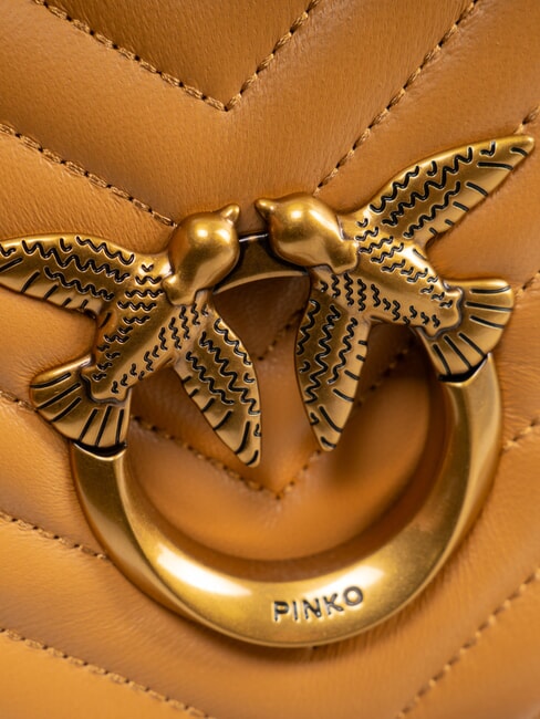 LOVE CLICK MINI Tasche aus gestepptem Nappaleder Nougat-Antikgold - Damentaschen