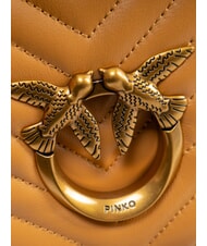 PINKO LOVE CLICK MINI Tasche aus gestepptem Nappaleder Nougat-Antikgold - Damentaschen - 4