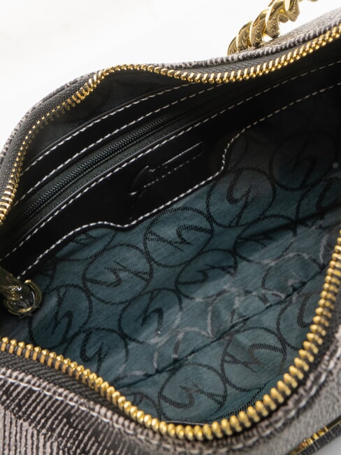 PLANETARIUM Halbmondförmige Hobo-Tasche mit Schultergurt monochrom hellgrau/schwarz - Damentaschen