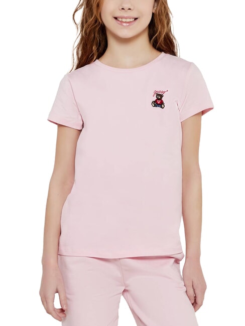 KIDS Kurzarm-T-Shirt mit Teddyb&auml;r Zuckerwatte rosa - Kinder-T-Shirt