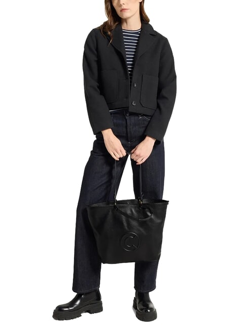 CALLISTO Einkaufstasche aus Leder mit geprägtem Logo Schwarz - Damentaschen