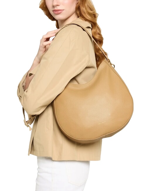 ALPHA Schultertasche aus gehämmertem Leder frisches Beige - Damentaschen