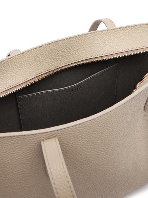 AVA Mittelgroße Einkaufstasche aus Leder Innenausstattung: Leinen + Urban Gray. - Damentaschen