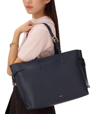 FURLA AVA Gro&szlig;e Einkaufstasche aus Leder Tintenblau + Tintenblau innen. - Damentaschen - 4