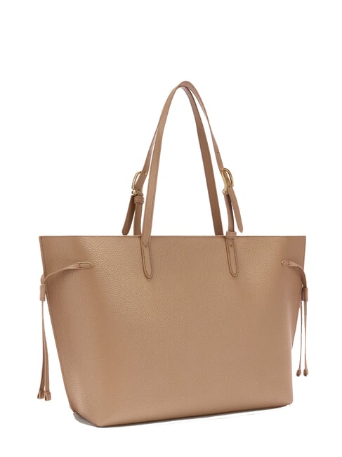 AVA Große Einkaufstasche aus Leder Toffee+schwarz int. - Damentaschen