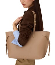 FURLA AVA Große Einkaufstasche aus Leder Toffee+schwarz int. - Damentaschen - 4