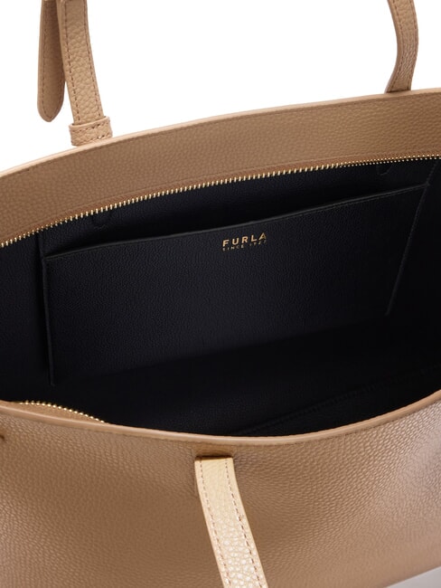 AVA Große Einkaufstasche aus Leder Toffee+schwarz int. - Damentaschen