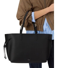 FURLA AVA Große Einkaufstasche aus Leder schwarz+schwarz int - Damentaschen - 6