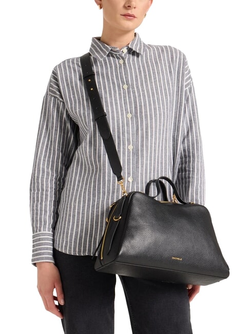 KLICHE Handtasche aus gehämmertem Leder Schwarz - Damentaschen