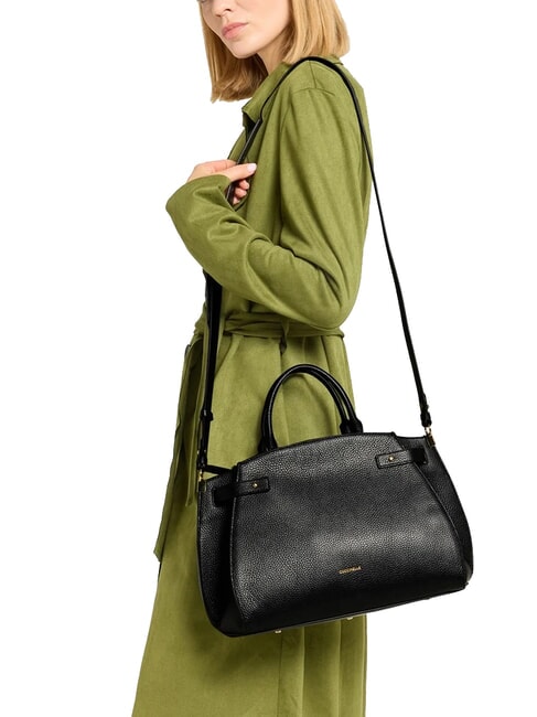 KLICHE Ledertasche mit Schultergurt Schwarz - Damentaschen