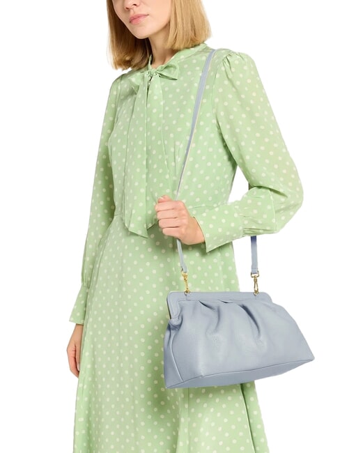 DILETTA SOFT Clutch aus gehämmertem Leder Nebelblau - Damentaschen