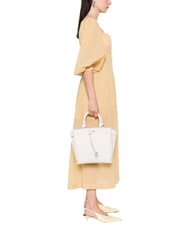 COCCINELLE FLORES Mittelgro&szlig;e Tote Bag aus geh&auml;mmertem Leder Wei&szlig; - Damentaschen - 4