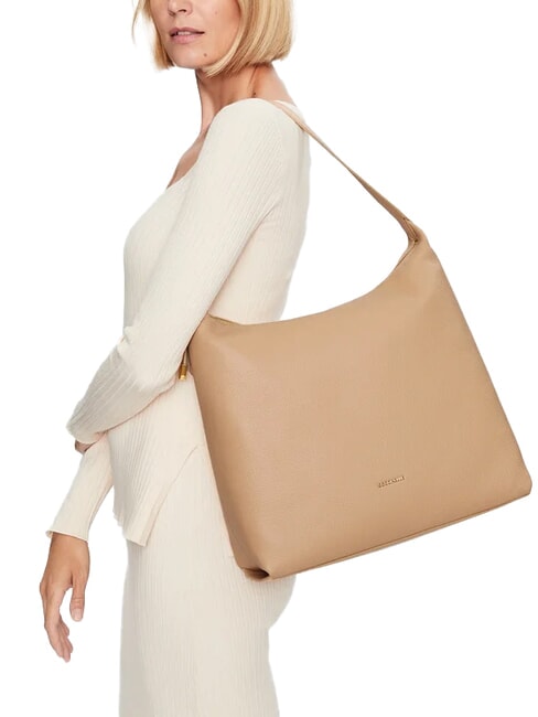 GLEEN Hobo-Tasche aus genarbtem Leder getoastet - Damentaschen