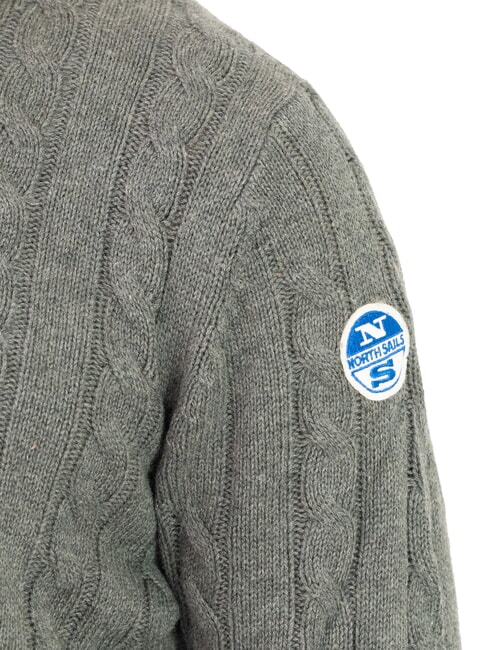 N|S Zopfstrickpullover mit Rundhalsausschnitt mittelgraue Melange - Herrenpullover