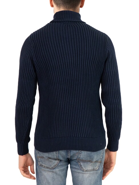 N|S Gerippter Rollkragenpullover Navy blau - Herrenpullover