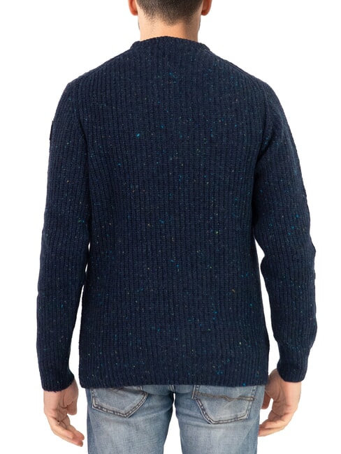 N|S Melange-Wollmischung, Rundhalspullover Navy blau - Herrenpullover