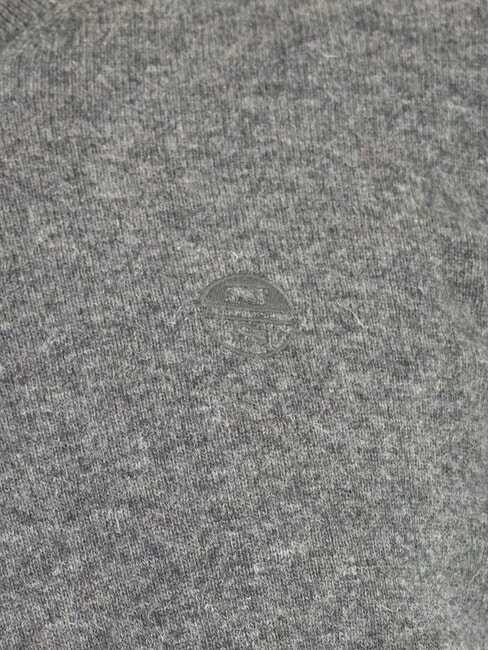N|S Rundhalspullover mit Logostickerei dunkelgrau meliert - Herrenpullover