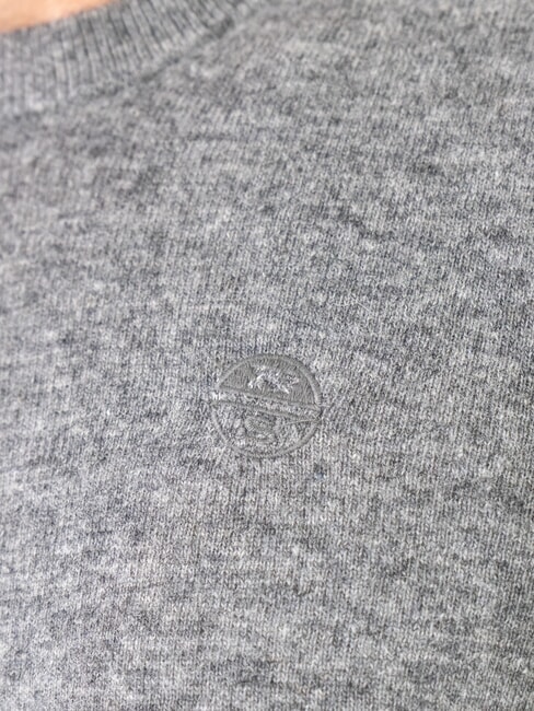 N|S Rundhalspullover mit Logostickerei mittelgraue Melange - Herrenpullover