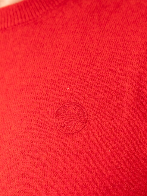 N|S Rundhalspullover mit Logostickerei Pompejanisches Rot - Herrenpullover