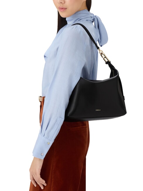 TONIE Schultertasche aus Leder mit Schulterriemen Schwarz - Damentaschen