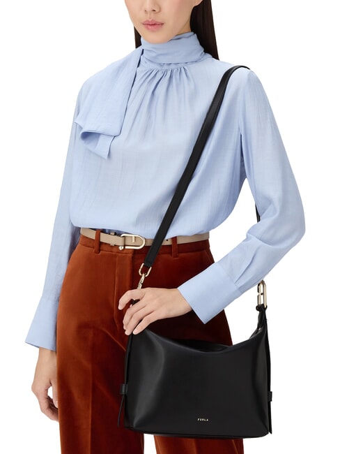 TONIE Schultertasche aus Leder mit Schulterriemen Schwarz - Damentaschen