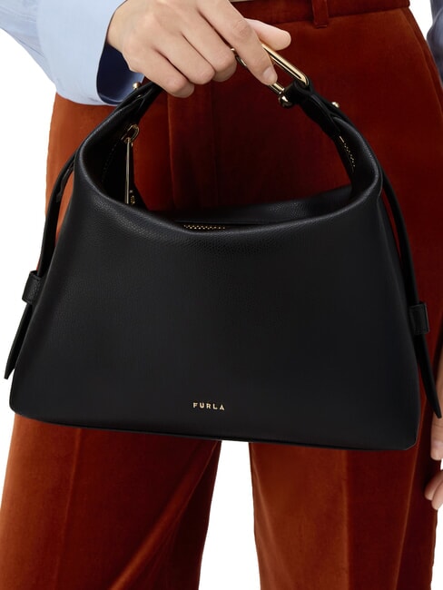 TONIE Schultertasche aus Leder mit Schulterriemen Schwarz - Damentaschen