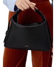 FURLA TONIE Schultertasche aus Leder mit Schulterriemen Schwarz - Damentaschen - 7