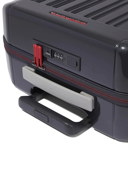 PQ-LIGHT Ultraflacher Kabinentrolley grau/rot - Handgepäck