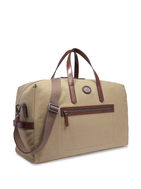STORY Mittelgroße Reisetasche aus Leder und Stoff Natur/Dunkelrutheniumbraun - Reisetaschen