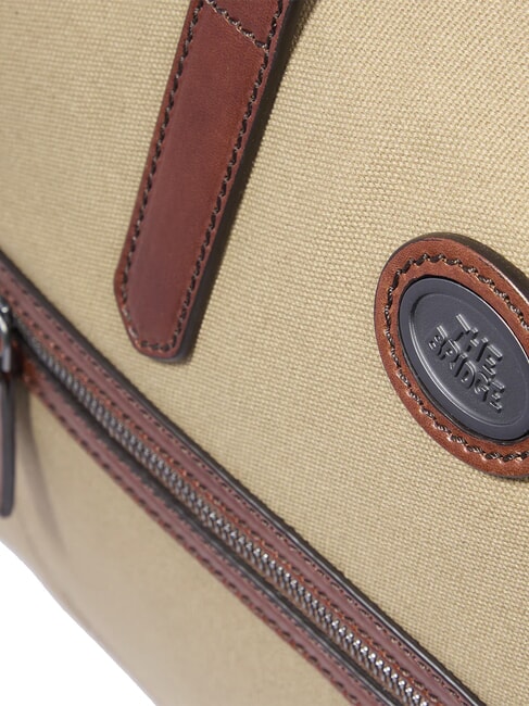 STORY Mittelgroße Reisetasche aus Leder und Stoff Natur/Dunkelrutheniumbraun - Reisetaschen