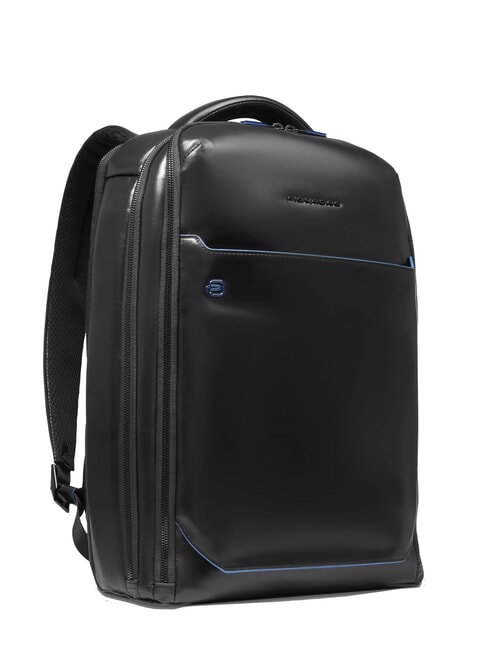 BLUE SQUARE Fast-Check-Lederrucksack f&uuml;r 15,6"-Laptop Schwarz - PC-Rucks&auml;cke