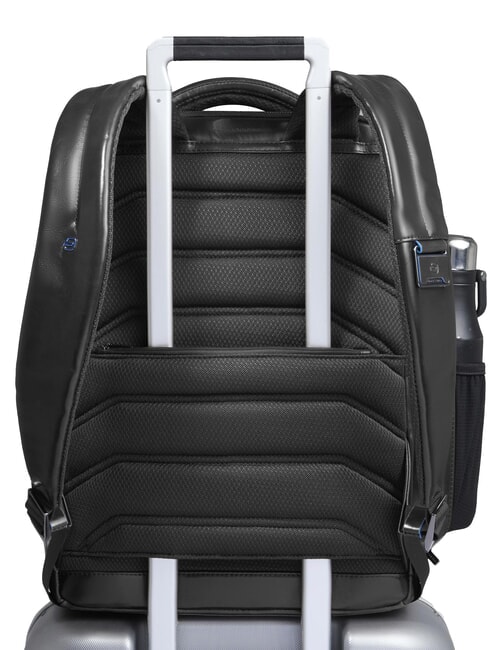 BLUE SQUARE Fast-Check-Lederrucksack f&uuml;r 15,6"-Laptop Schwarz - PC-Rucks&auml;cke