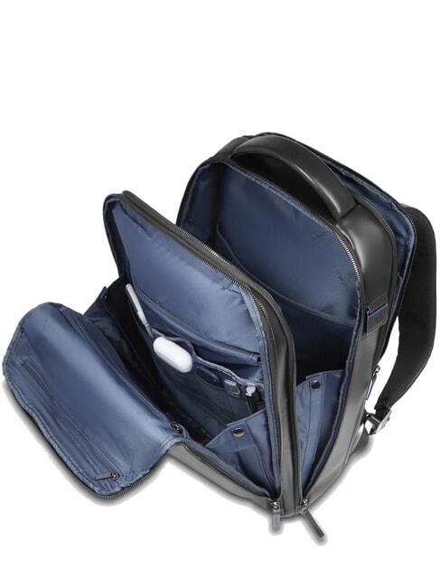 BLUE SQUARE Fast-Check-Lederrucksack f&uuml;r 15,6"-Laptop Schwarz - PC-Rucks&auml;cke