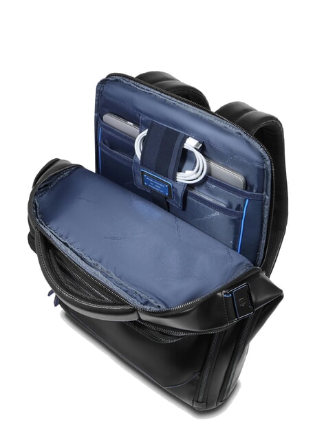 BLUE SQUARE Fast-Check-Lederrucksack f&uuml;r 15,6"-Laptop Schwarz - PC-Rucks&auml;cke