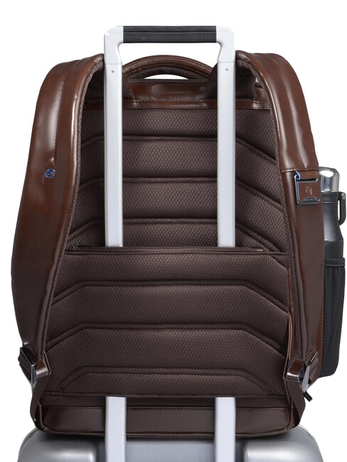 BLUE SQUARE Fast-Check-Lederrucksack f&uuml;r 15,6"-Laptop MAHAGONI - PC-Rucks&auml;cke