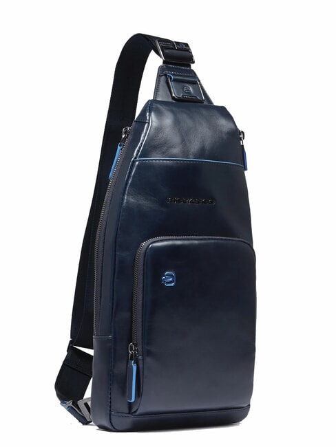 BLUE SQUARE Schultertasche/Rucksack aus Leder mit Mini-Tablet-Halterung Blau - Umhängetaschen Herren