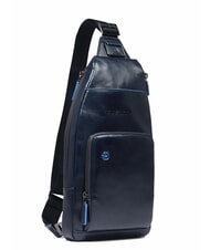 PIQUADRO BLUE SQUARE Schultertasche/Rucksack aus Leder mit Mini-Tablet-Halterung Blau - Umhängetaschen Herren - 2